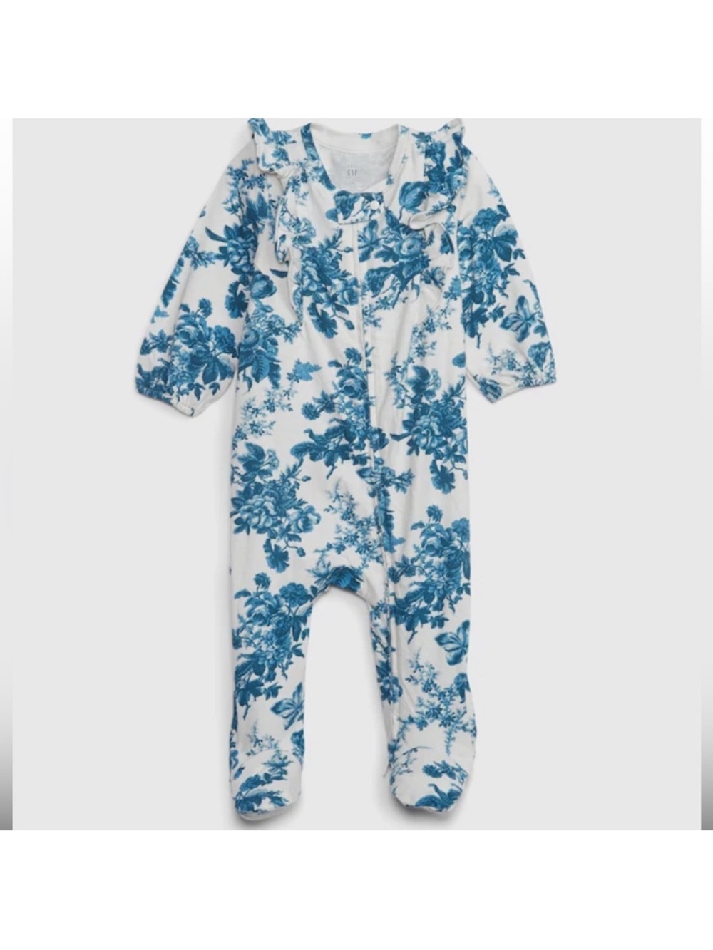 Gap × LoveShackFancy Baby Organic Cotton Floral Footed Zipper One-Piece